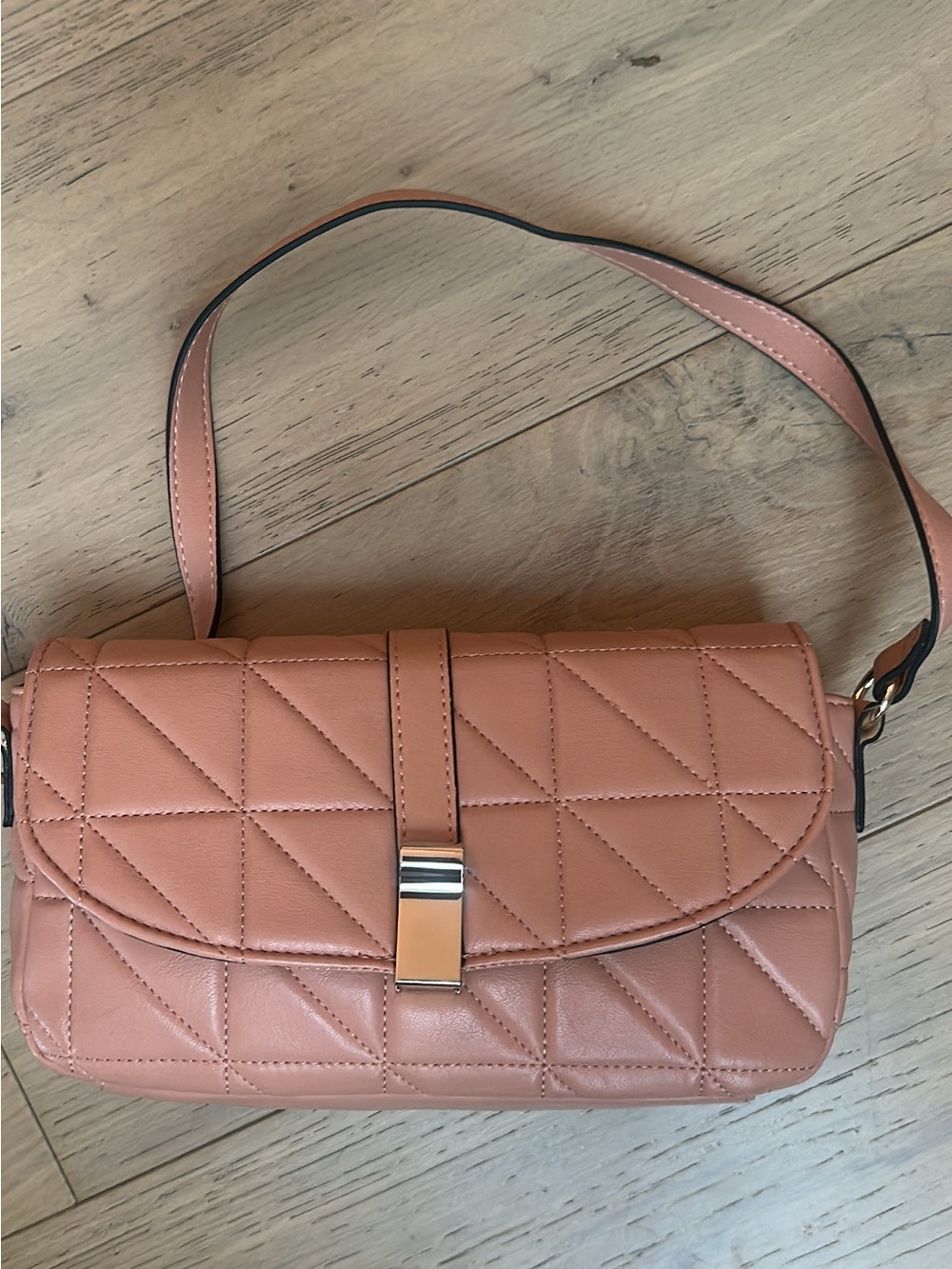 Topshop Quilted Blush Pink Crossbody Bag with Silver Hardware